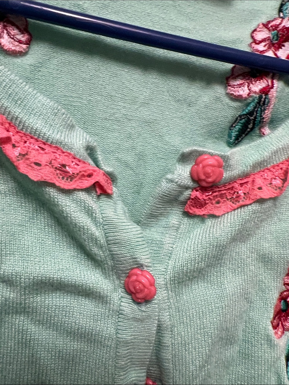 Voodoo vixen Womens Mint Green Embroidered Cardigan Jacket medium - Picture 3 of 5